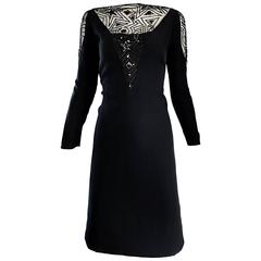 Vintage Bob Mackie Sz 10 12 Black Nude Illusion Sequin Beaded Little Black Dress 2
