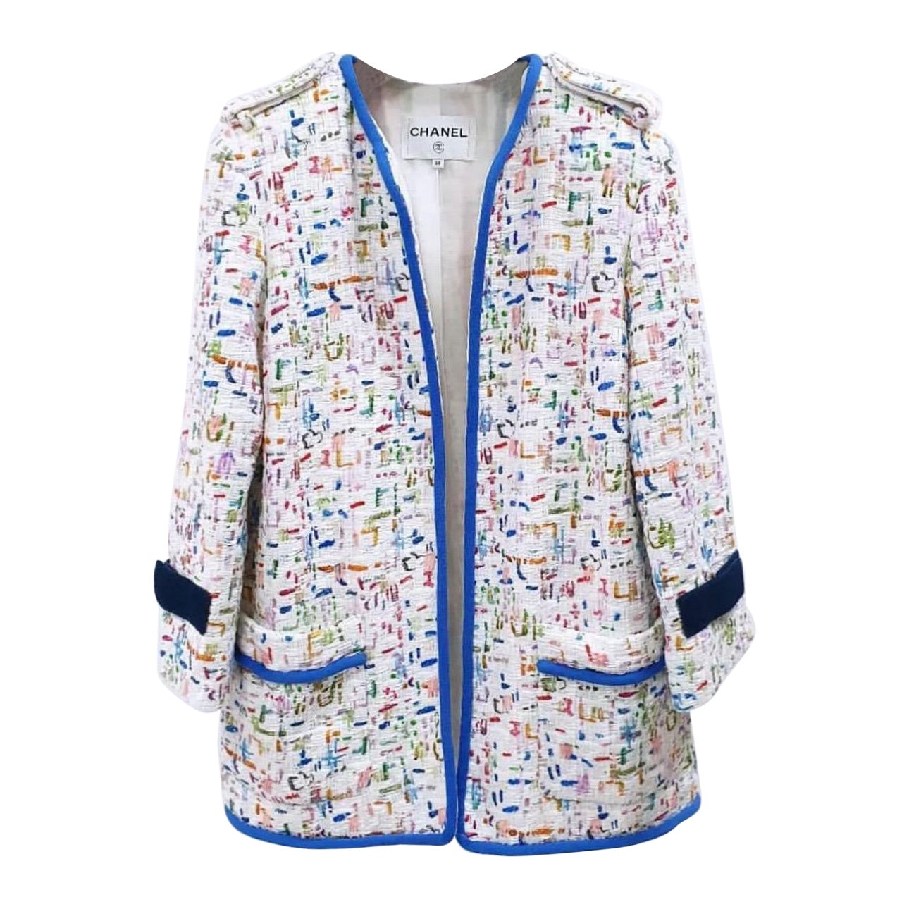 Chanel 17P Tweed Multicolor Blazer Jacket For Sale