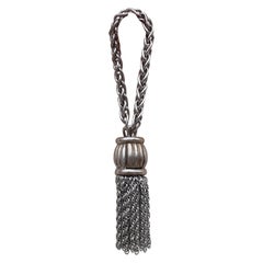 Vintage Hermès Keychain Key Holder Trimmings Tassel Pompom in Silver RARE