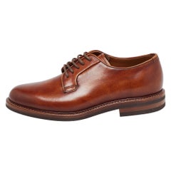 Brunello Cucinelli Derby à lacets en cuir Brown Taille 42