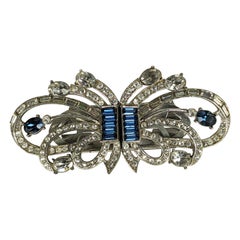 Art Deco Sapphire Baguette Duette Brooch
