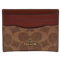 Coach Beige/Brown Signature Coated Canvas and Leather Card Holder