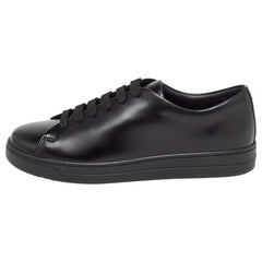 Prada Black Leather Lace Up Sneakers Size 39.5