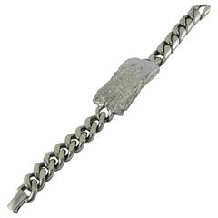 Christian Lacroix Vintage Rare Silver Tone ID Tag Curb Bracelet 10