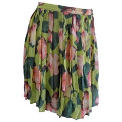 Blumarine Green Flowers Skirt