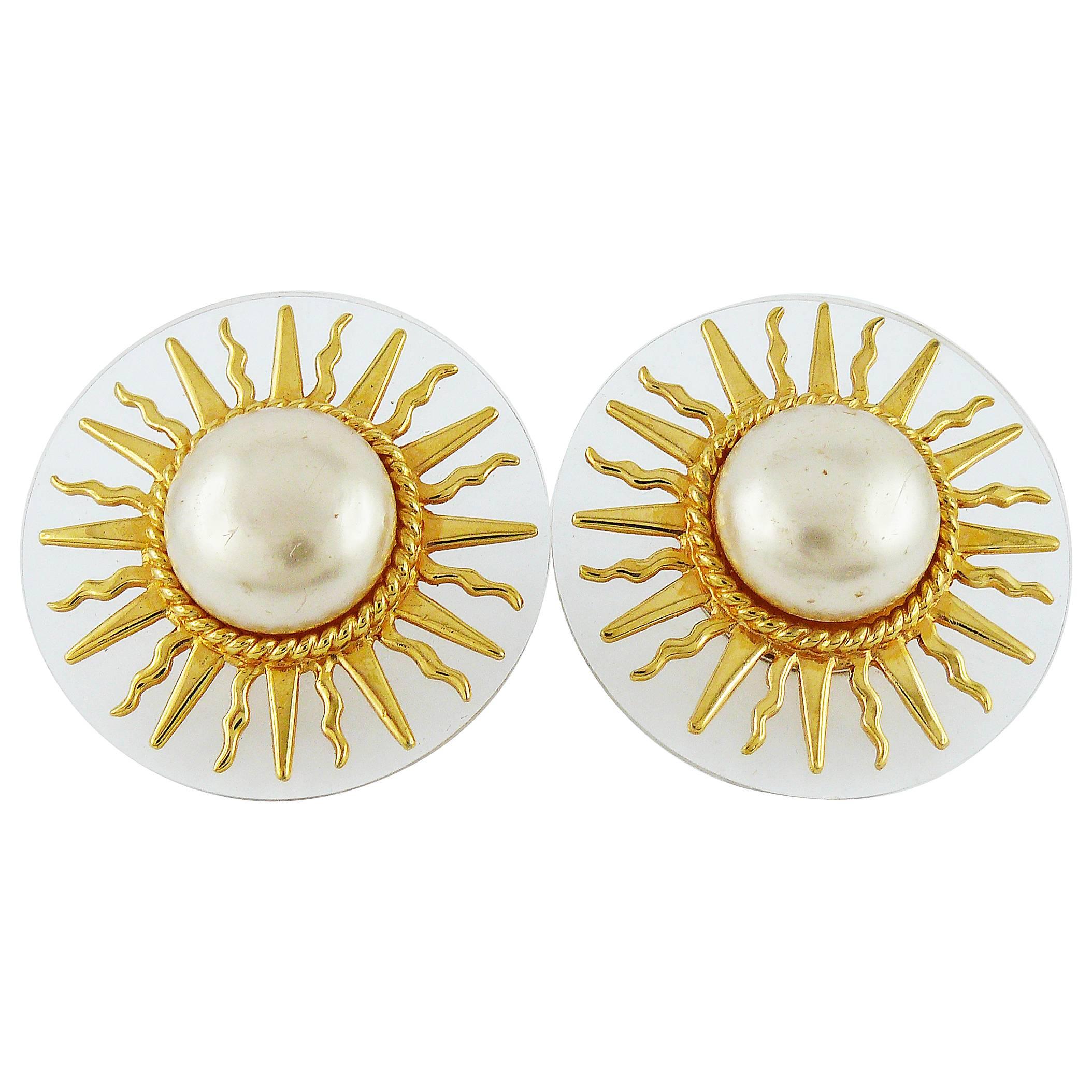 Chanel Vintage 1989 Massive Radiant sun Clip-On Earrings