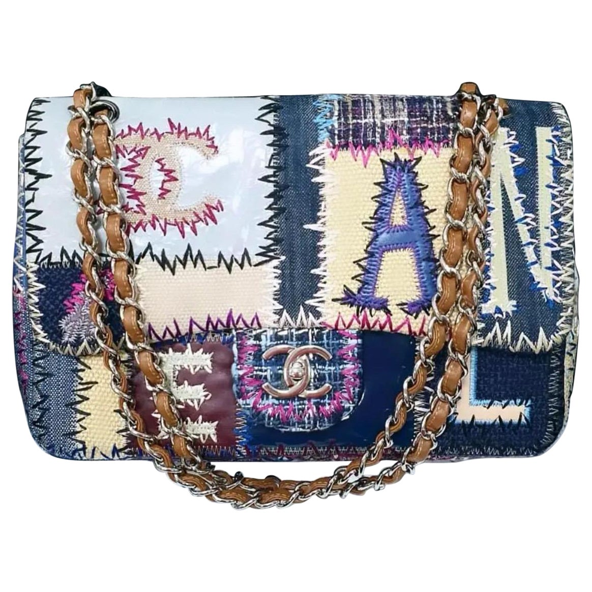 Chanel Multicolore Patchwork Classic Jumbo Flap Bag  For Sale