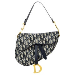 Christian Dior Blau Oblique Monogram Canvas Satteltasche