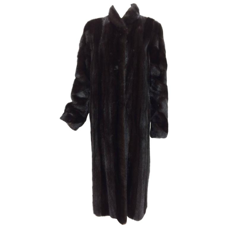 Birger Christensen Denmark Dark mink fur coat full length female skins ...