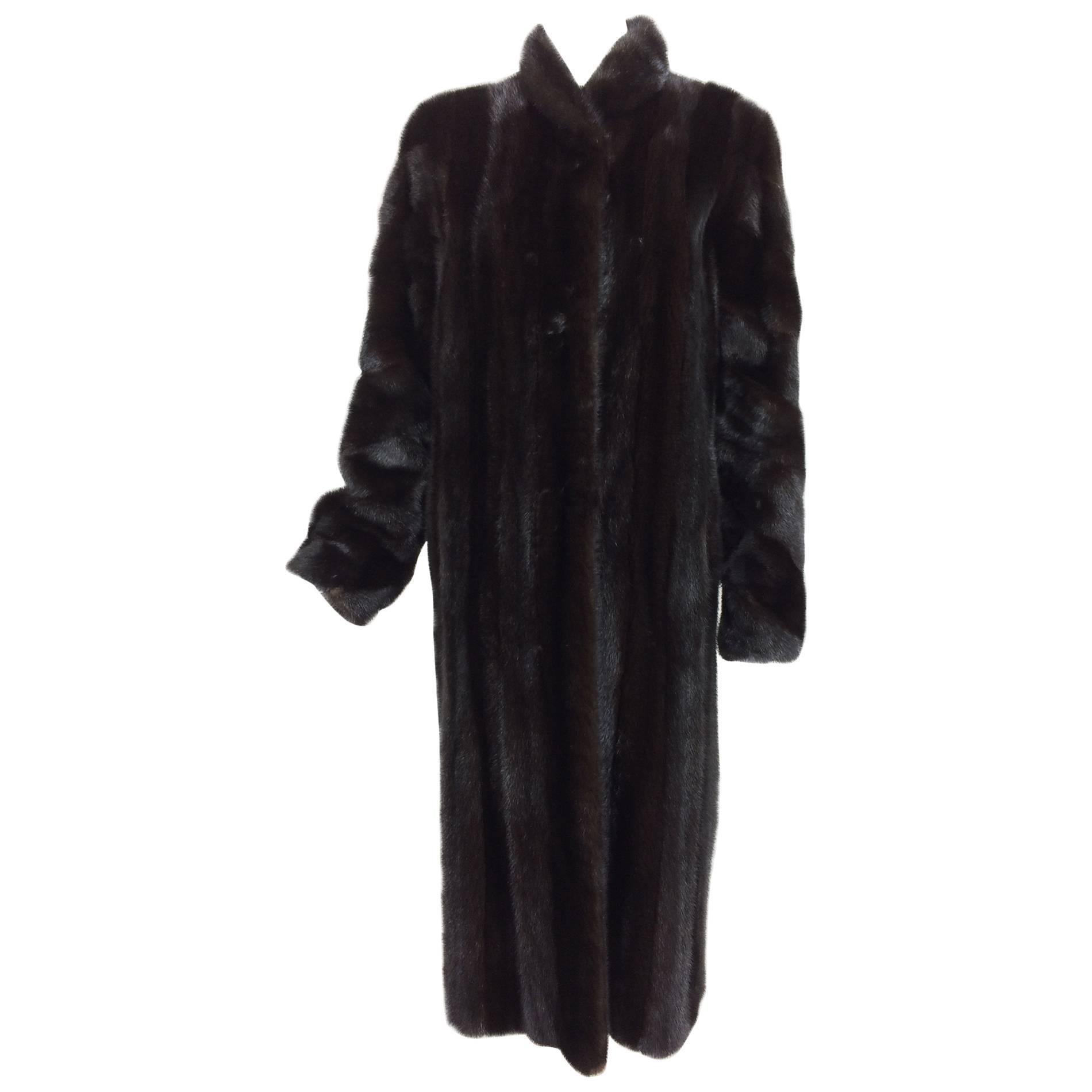Birger Christensen Denmark Dark mink fur coat full length female skins 