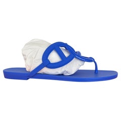 New HERMES Egerie Sandals Bleu Outremer Chaine d'Ancre Motif Sandal 35