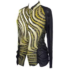 ROBERTO CAVALLI Top Timeless Print Rouching Detail XL nwt 9