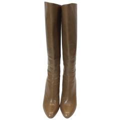 Jimmy Choo Tan Leather Knee High High Heel Boots