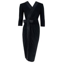 1959 Pierre Balmain Haute-Couture Black Sculpted Silk-Jersey Cocktail Dress 1