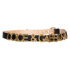 Dolce & Gabbana Black Leather Logo Plaque Belt