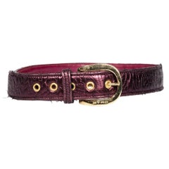 Used Etro Purple Leather Metallic Quilted Belt