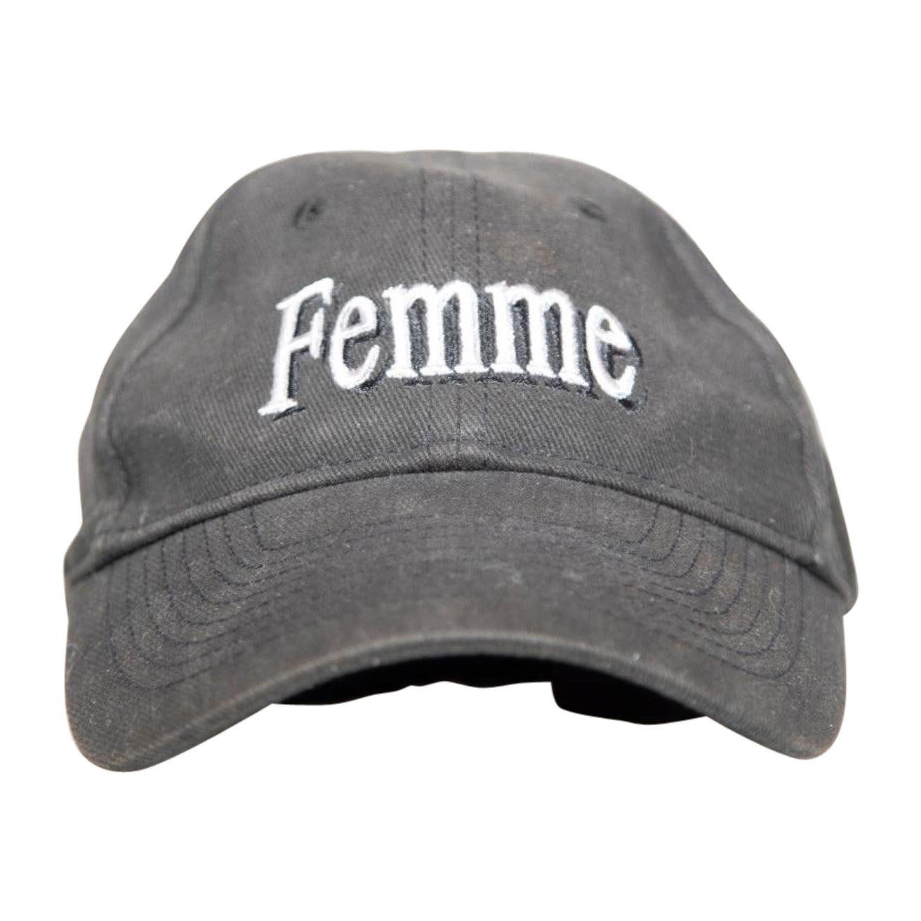 Balenciaga Black Femme Embroidered Baseball Cap For Sale