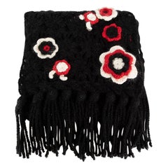 Escada Black Flower Crochet Scarf