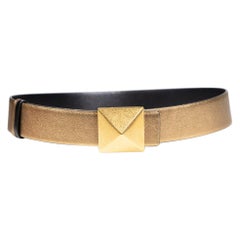 Valentino Black & Gold Reversible Leather Belt
