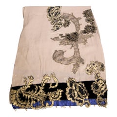 Etro Brown Silk Lace Trim Scarf