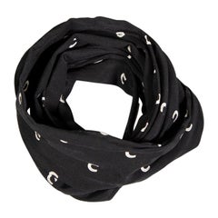 Used Saint Laurent Black Horse Shoe Print Skinny Scarf