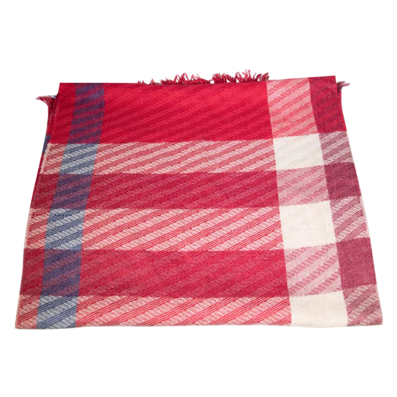 Burberry Pink Tartan Fringed Scarf For Sale