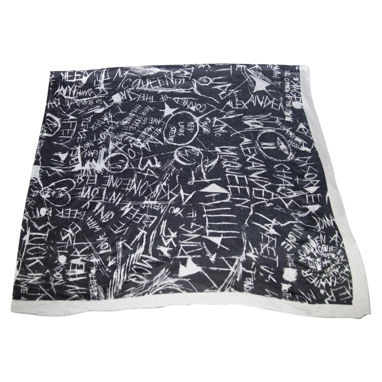 Alexander McQueen McQ Black Graffiti Print Scarf