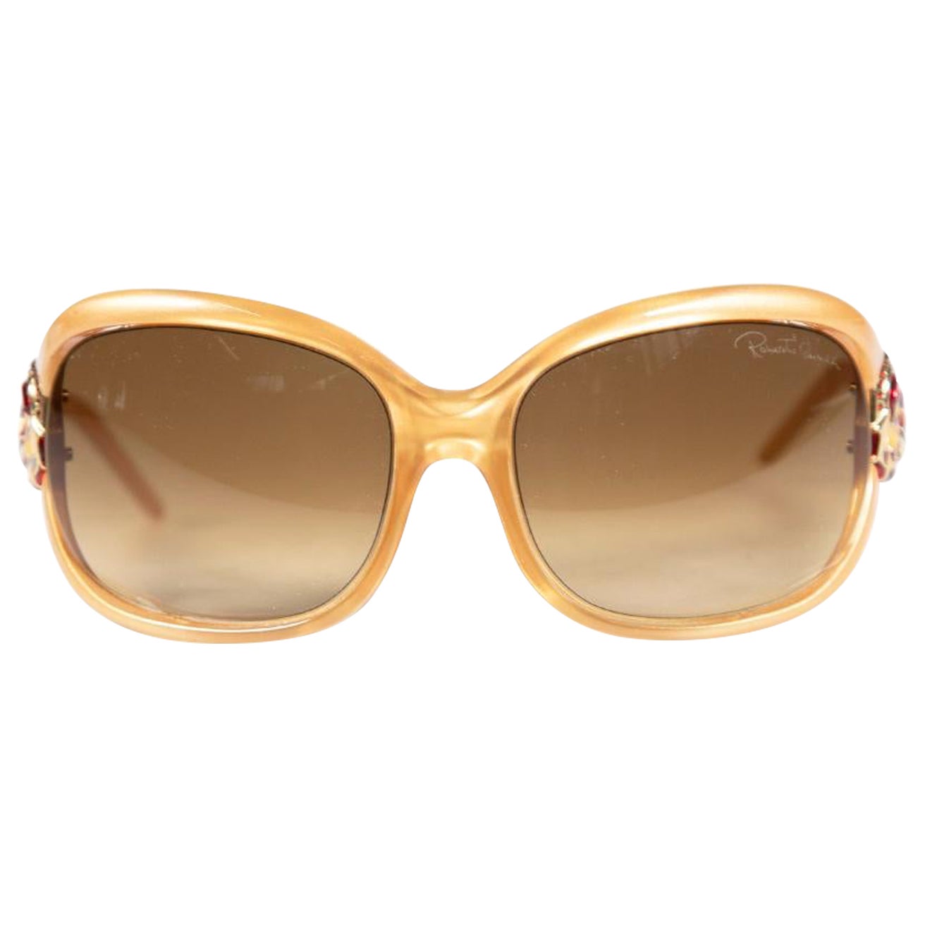 Roberto Cavalli Gold Embellished Sunglasses For Sale