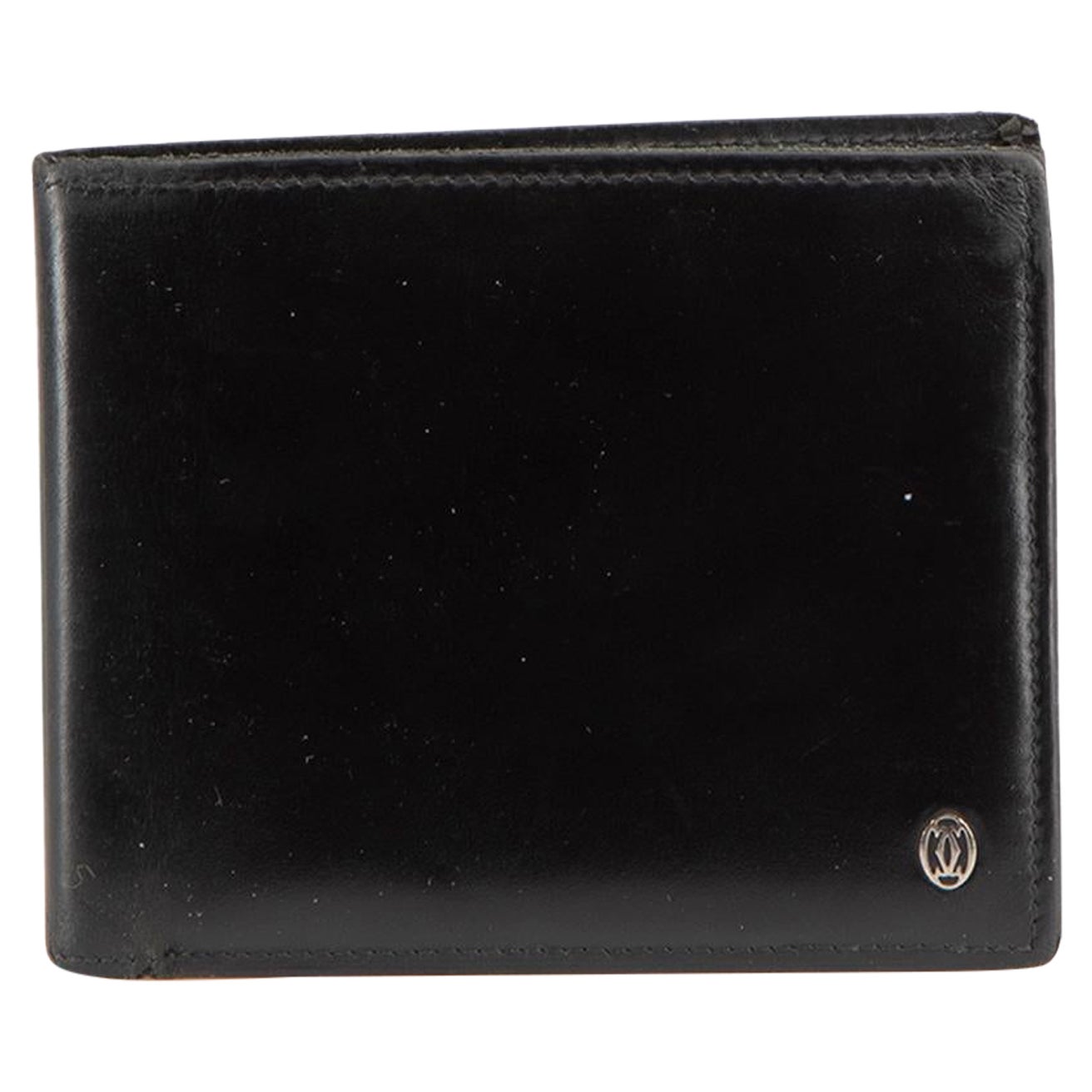 Cartier Black Leather Bifold Small Wallet