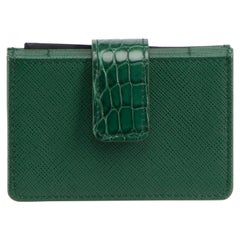 Prada Green Saffiano Leather Accordion Cardholder