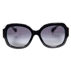 Vintage Chanel Black Interlocking CC Oversized Sunglasses