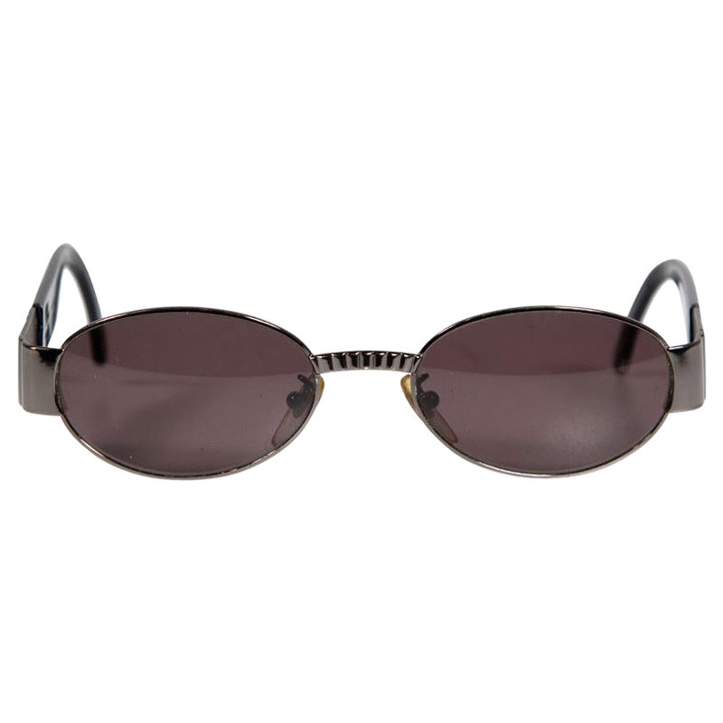 Fendi Vintage Silver FF Logo Oval Metal Sunglasses
