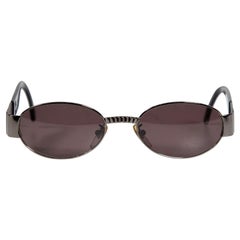 Fendi Vintage Silver FF Logo Oval Metal Sunglasses