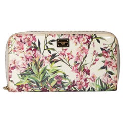 Used Dolce & Gabbana Floral Print Patent Zip Wallet