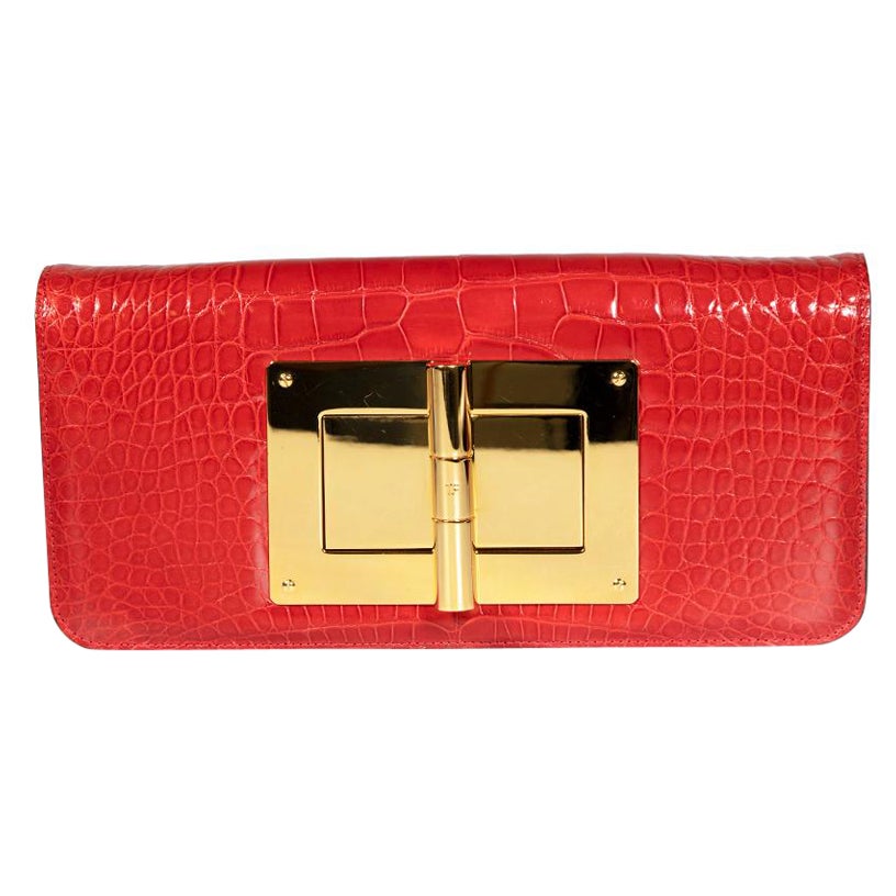 Tom Ford Red Alligator Natalia Convertible Clutch For Sale