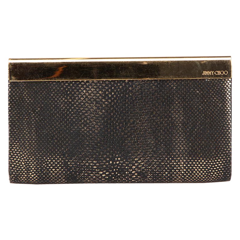 Jimmy Choo Metallic Leather Embossed Clutch Bag For Sale