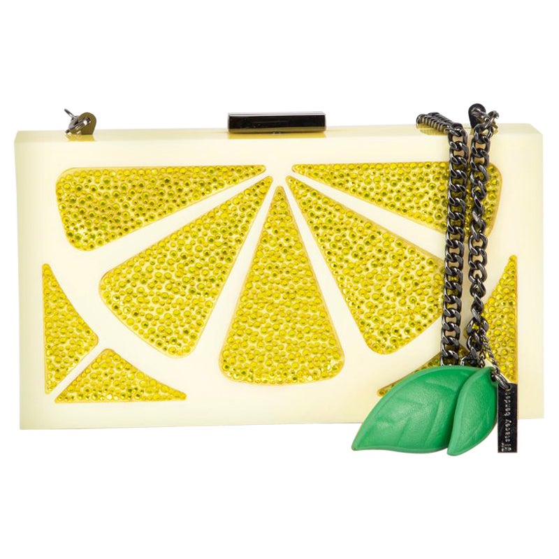 Alice + Olivia Yellow Perspex Cindy Lemon Clutch For Sale