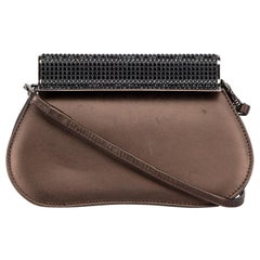 Used Stuart Weitzman Brown Leather Embellished Clutch