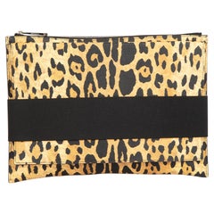 Used Givenchy Brown Leopard Print Leather Clutch