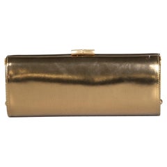 Jimmy Choo Gold Patent Leather Clasp Clutch