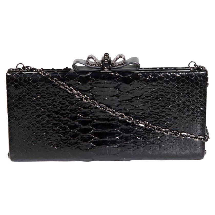 Christian Louboutin Black Python Sweet Charity Clutch For Sale