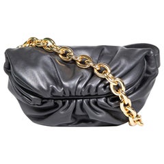 Bottega Veneta Black Leather Chain Pouch Crossbody Bag