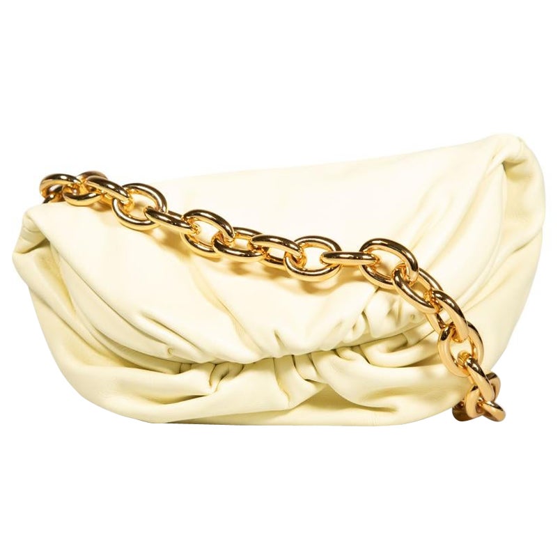 Bottega Veneta Yellow Leather Chain Pouch Crossbody Bag For Sale