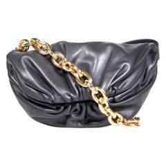 Bottega Veneta Black Leather Crossbody Chain Pouch Bag