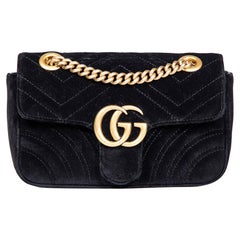Gucci Black Velvet GG Marmont Crossbody Bag