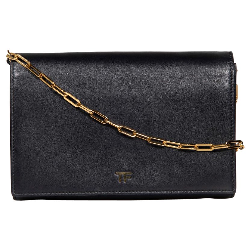 Tom Ford Black Foldover Chained Wallet For Sale