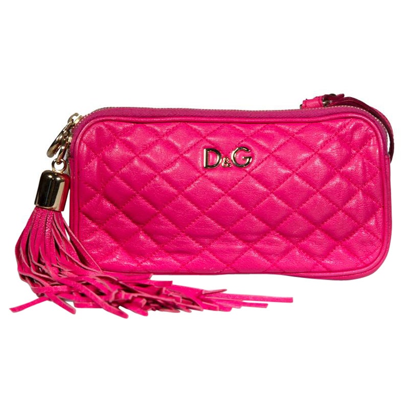 Dolce & Gabbana Pink Quilted Lily Glam Clutch For Sale