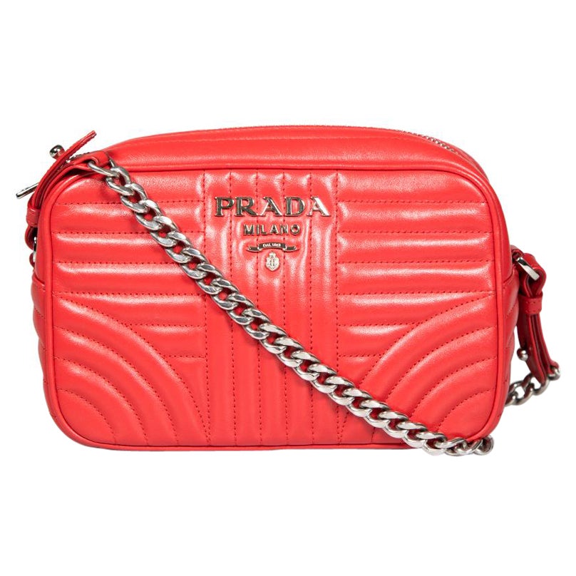 Prada Red Calfskin Diagramme Crossbody Bag