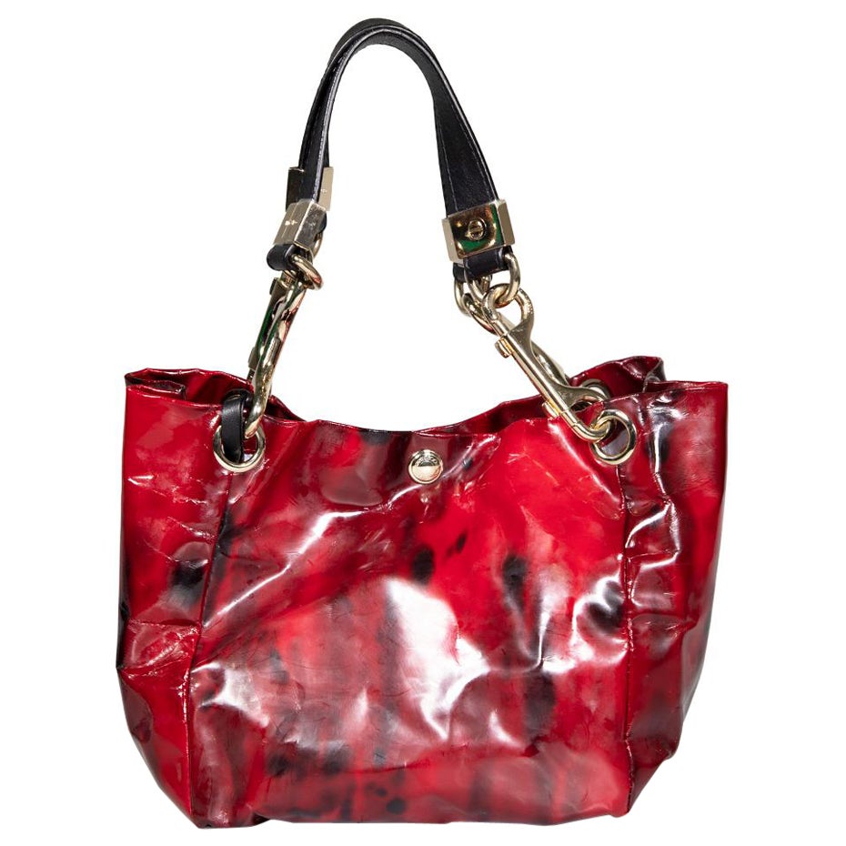 Jimmy Choo Red Patent Leather Printed Lola Bag For Sale