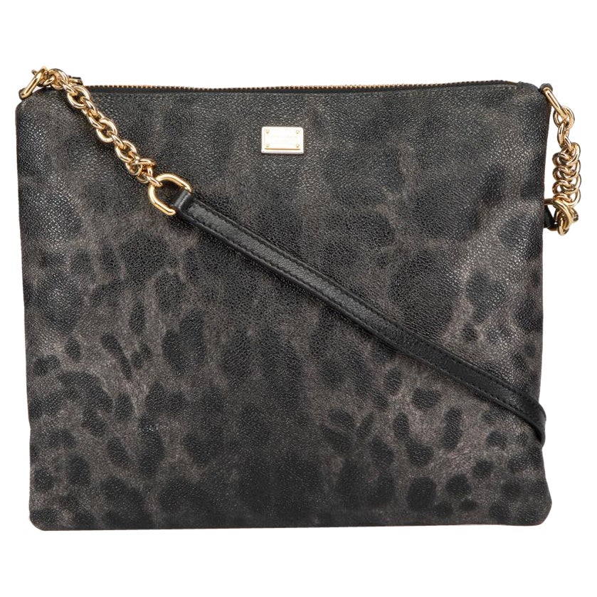 Dolce & Gabbana Grey Leopard Print Crossbody Bag For Sale